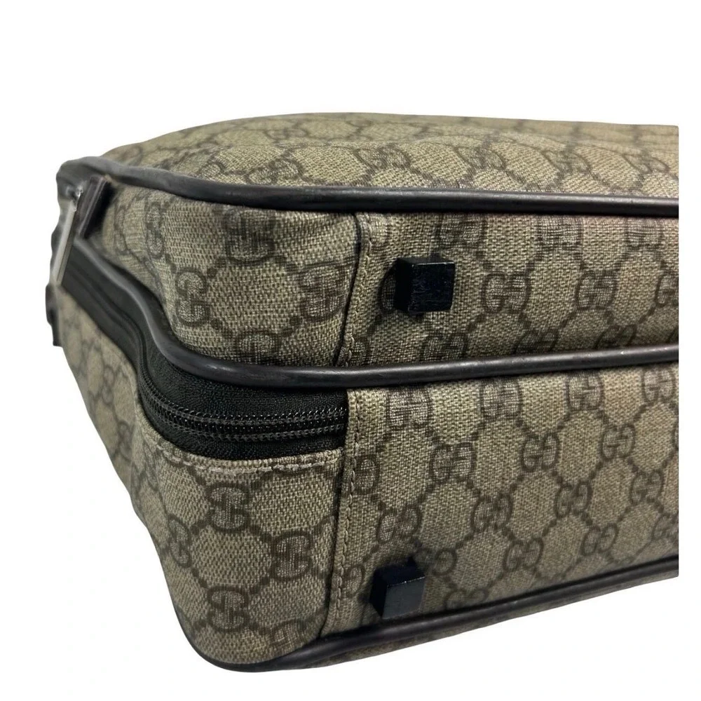 Gucci GG Supreme Briefcase Brown Leather Laptop Bag 28723 486628 Vintage